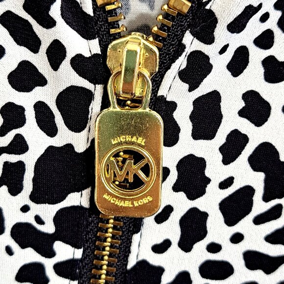 Michael Michael Kors Women's XL Half Zip Button Tab Sleeve V-Neck Multicolor Top - Picture 4 of 9